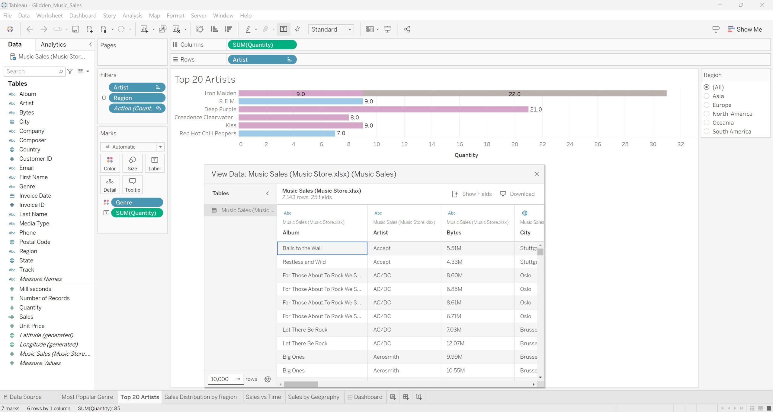 Tableau Worksheet